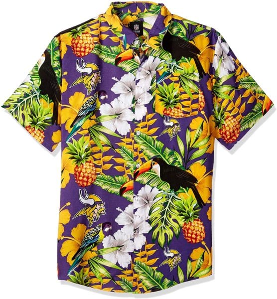 FOCO NFL Mens Floral Tropical Button Up Shirt