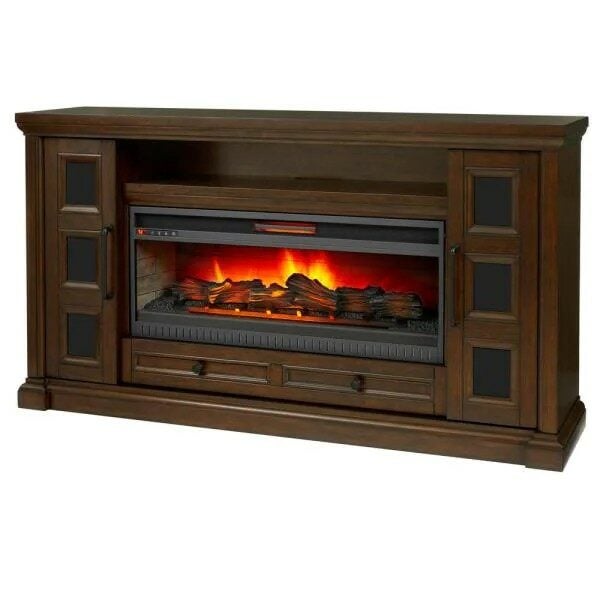 Cecily 72 in. Media Console Infrared Electric Fireplace in Rich Brown Cherry